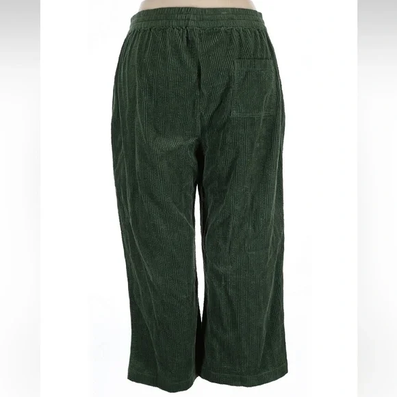 NWOT Lucy & Yak Norris Wide Leg Cotton Corduroy Trousers Green Size 2XL - Picture 2 of 14